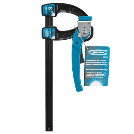 Струбцина реечная быстрозажимная 8, металлический корпус, рычажный храповой механизм, 200 мм Gross цена