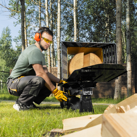 Дровокол электрический ELS7T-52, 2300 Вт, сила раскола 7т, макс. размеры полена D250 x 520 мм Denzel цена