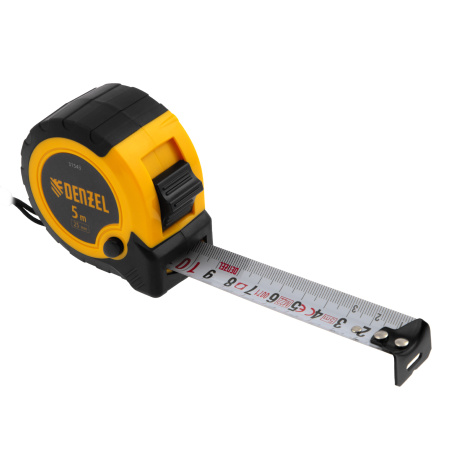 Рулетка 5м х 25мм, двухкомп. корпус, кнопка-пауза Denzel цена