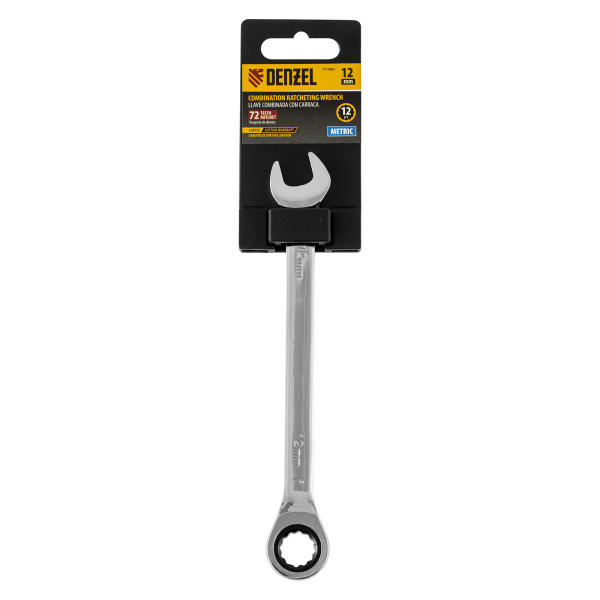 Ключ комбинированный, с трещеткой, 12 мм Denzel