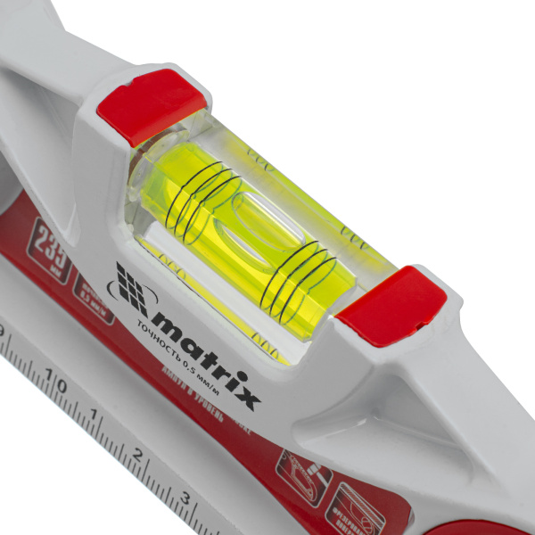 Уровень алюминиевый литой, фрезерованный, 3 глазка, две ударные площадки, 235 мм Matrix цена