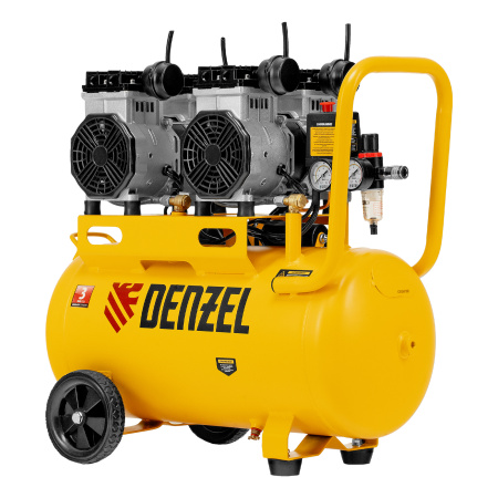 Компрессор безмасляный, малошумный DLS 2200/50, 2200 Вт, 2x1100, 50 л, 380 л/мин Denzel