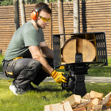 Дровокол электрический ELS7T-52, 2300 Вт, сила раскола 7т, макс. размеры полена D250 x 520 мм Denzel цена