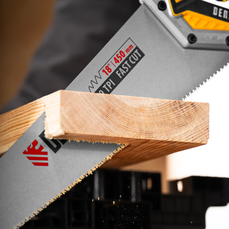 Ножовка по дереву, 450 мм, 9 TPI, зуб 3D, металлопластиковая рукоятка Denzel цена