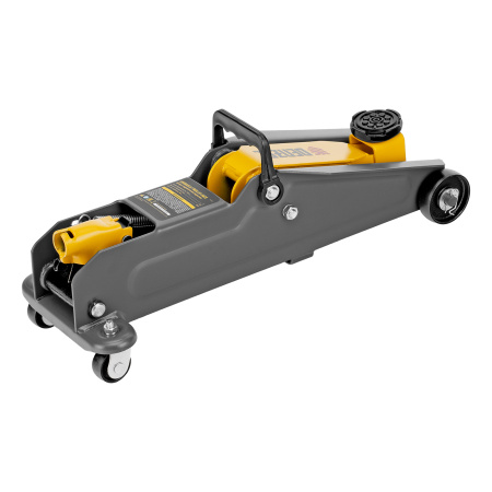 Домкрат гидравлический подкатной, 2 т, 135-385 мм, в пласт. кейсе Denzel цена