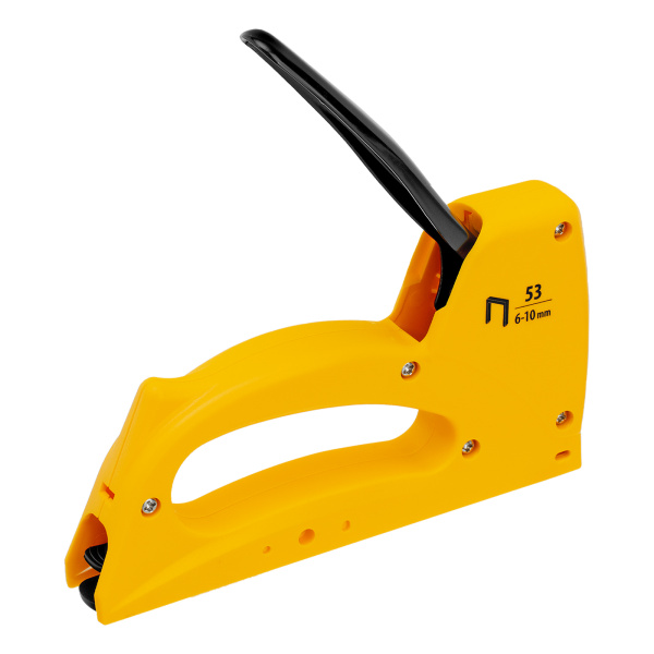 Степлер пластиковый, скобы в комплекте, тип 53, 6-10 мм Denzel цена