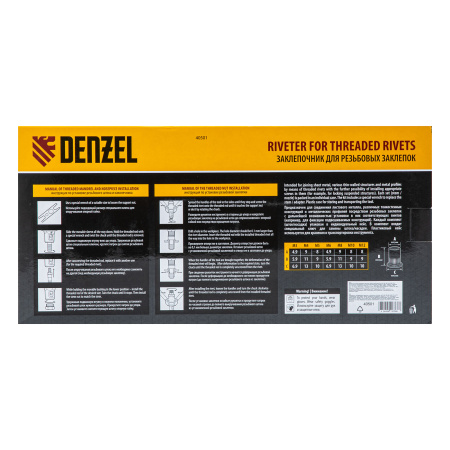 Заклепочник для резьбовых заклепок, двуручный, заклепки М3, М4, М5, М6, М8, М10, M12 Denzel цена