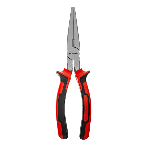 Длинногубцы прямые Nickel, 200 мм, никелированные, двухкомпонентные рукоятки Matrix