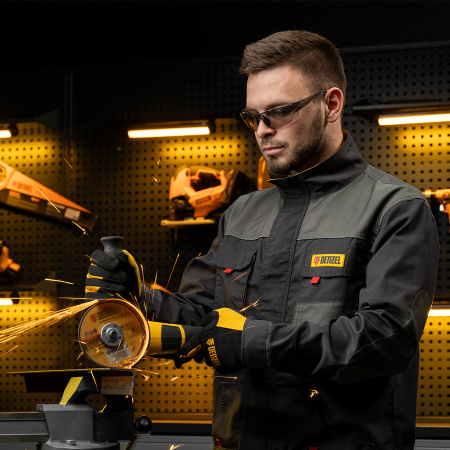 Очки защитные открытые, поликарбонатные, дымчатая линза Denzel цена