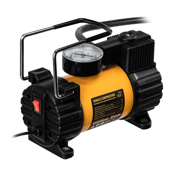Компрессор автомобильный AC-37, 12 В, 7 атм, 37 л/мин, автомобильный предохранитель Denzel цена