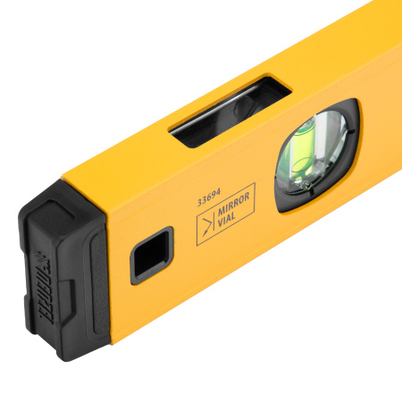 Уровень алюминиевый, магнит, фрезерованный, 3 глазка (1 зеркал.) 0,5 мм/м, 1200 мм Denzel цена