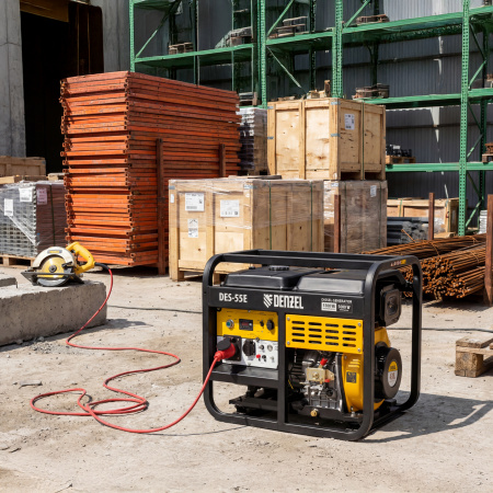 Генератор дизельный DES-55E, 5,5 кВт, 230 В, 11 л, электростартер Denzel