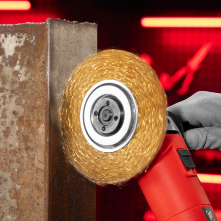 Щетка для УШМ, 150 мм, посадка 22.2 мм, плоская, латунированная витая проволока Matrix