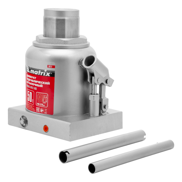 Домкрат гидравлический бутылочный, 50 т, высота подъема 240-370 мм Matrix цена