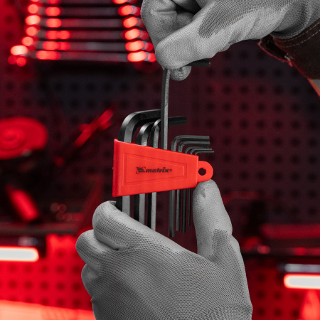 Набор ключей имбусовых HEX, 1.5-10 мм, CrV, 9 шт Matrix