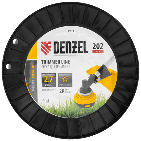 Леска для триммера двухкомпонентная звезда, 2,7мм х 202м, на DIN катушке EXTRA CORD Denzel цена