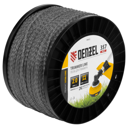 Леска для триммера двухкомпонентная витой квадрат, 2,0мм х 357м, на DIN катушке EXTRA CORD Denzel цена