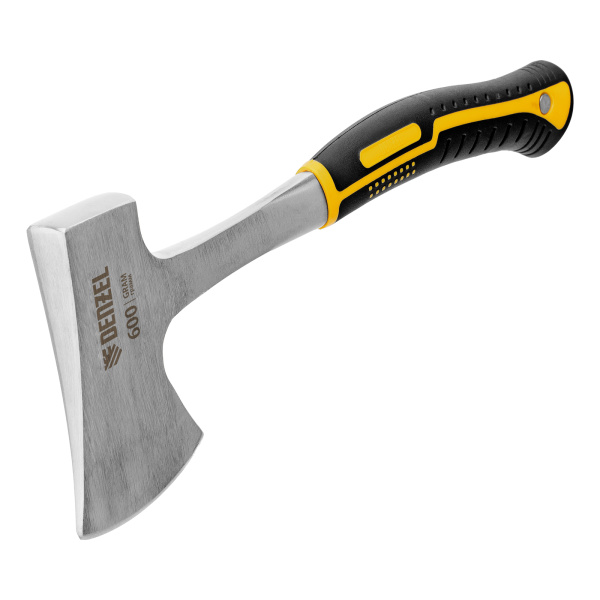 Топор цельнометаллический, 600 г, двухкомпонентная обрезиненная рукоятка, изогнутый хват Denzel цена