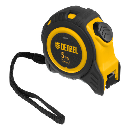 Рулетка 5м х 25мм, обрезиненный корпус, автоматическая фиксация Denzel цена