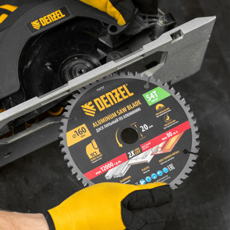 Пильный диск по алюминию ф160 х 20 мм, 54 зубьев Denzel