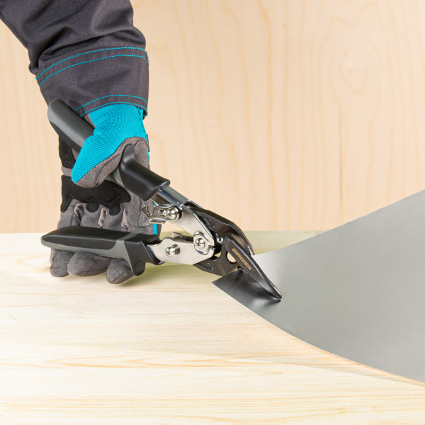 Ножницы по металлу "Piranha", усиленные, 255 мм, прямой и левый рез, сталь СrMo, двухкомпонентные рукоятки Gross