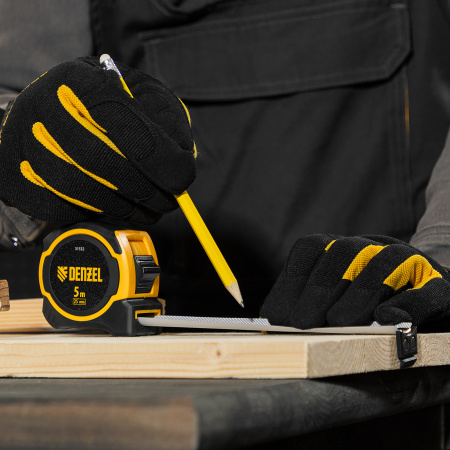 Рулетка 5м х 25мм, двухкомп. корпус, магнитный обрезиненный зацеп Denzel цена