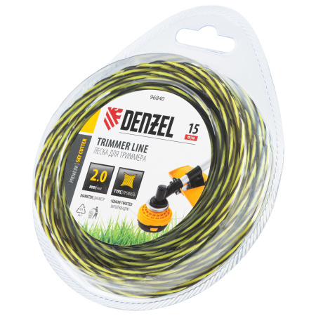 Леска для триммера двухкомпонентная витая квадратная, 2,0мм х 15м, блистер SkyCutter Denzel цена
