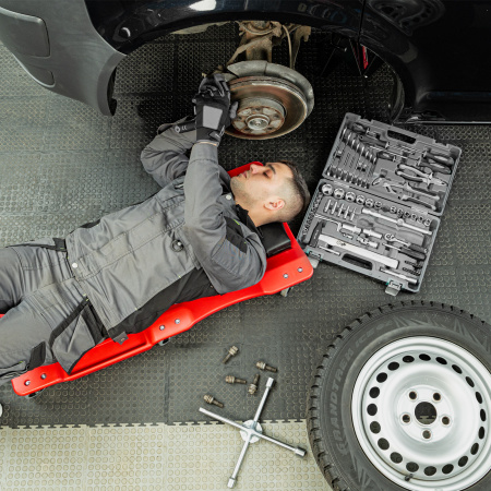 Лежак ремонтный на шести колесах, 1000 х 475 х 128 мм, пластиковый Matrix цена