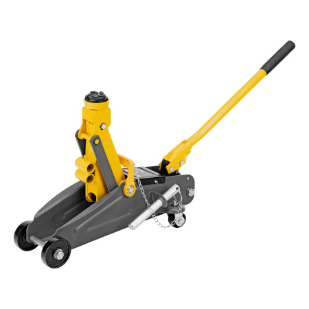 Домкрат гидравлический подкатной с фиксатором, 2 т, 130-330 мм Denzel цена