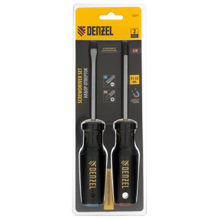 Набор отверток комбинированный 2 шт., CrV, трехкомпонентная рукоятка Denzel