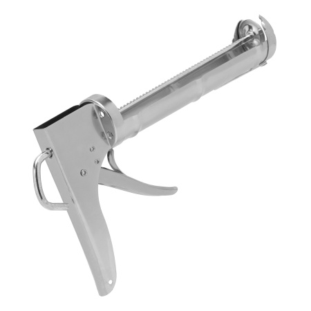 Пистолет для герметика, 310 мл, "полуоткрытый", хромированный, зубчатый шток 7 мм Matrix цена