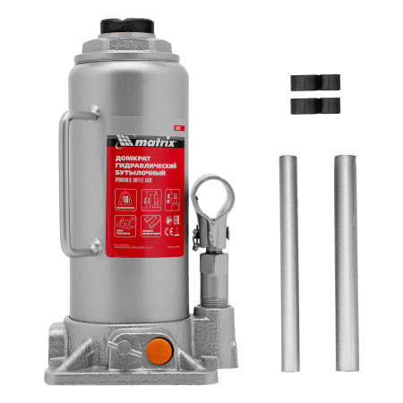 Домкрат гидравлический бутылочный, 10 т, h подъема 230-460 мм Matrix цена