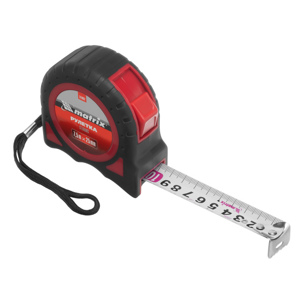 Рулетка Strong,7,5 м х 25 мм,обрезиненный корпус Matrix цена