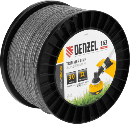 Леска для триммера двухкомпонентная витой квадрат, 3,0мм х 163м, на DIN катушке EXTRA CORD Denzel цена