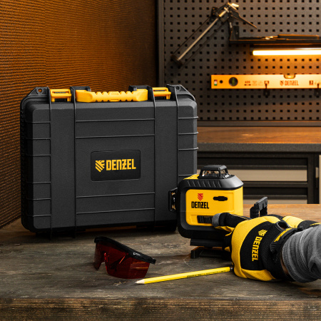 Лазерный уровень мультипризменный LX 360-2 Red, 30 м, 635 нм, аккумулятор Li 2800 мАч, резьба 5/8" Denzel цена