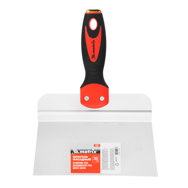 Шпатель фасадный из нержавеющей стали, 200 мм, двухкомпонентная ручка, широкое полотно Matrix цена