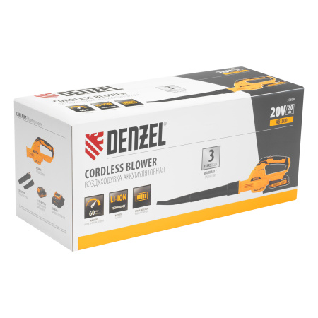 Воздуходувка аккумуляторная, AB-500, 60 м/с, 500 м3/ч, Li-Ion, 20 В Denzel цена