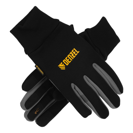 Перчатки универсальные, двойные, работа с сенсорным экраном, вязаная манжета, размер 10 Denzel