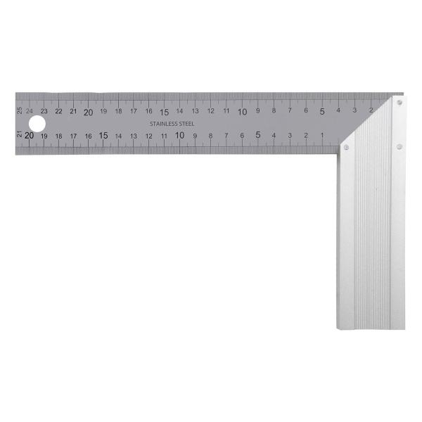 Угольник стальной 250 мм, нержавеющая сталь, градуировка, алюминиевое основание Denzel цена