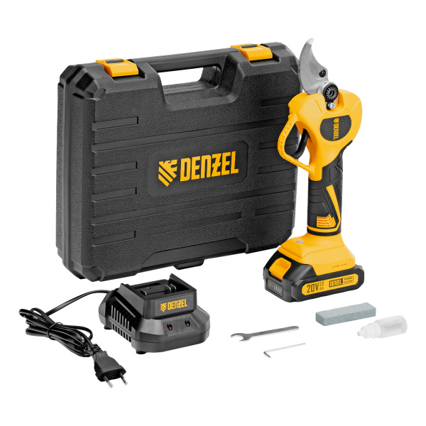 Секатор аккумуляторный, бесщет., CP-40BL, Li-Ion, 20 В, лезвия SK5 Denzel