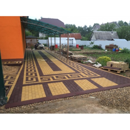Тротуарная плитка Брусчатка 200х100х60 коричневая