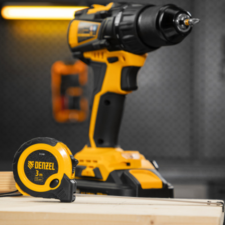 Рулетка 3м х 13мм, двухкомп. корпус, кнопка-пауза Denzel цена