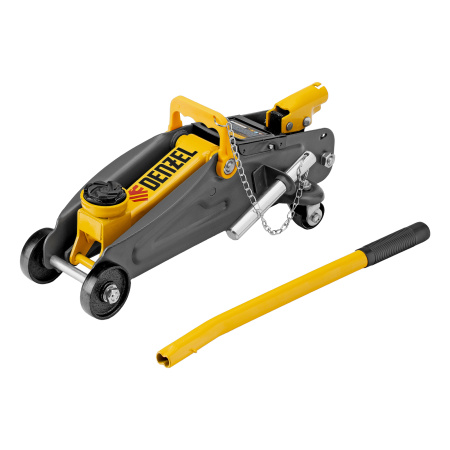 Домкрат гидравлический подкатной с фиксатором, 2 т, 130-330 мм Denzel цена