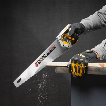 Ножовка по дереву, 450 мм, 9 TPI, зуб 3D, металлопластиковая рукоятка Denzel цена