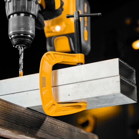 Струбцина G-образная, усиленная, 50 мм Denzel цена