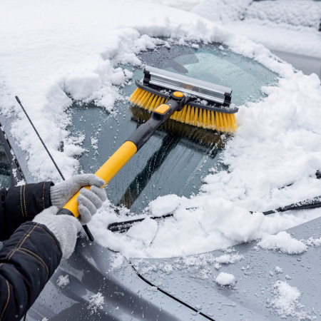 Щетка-сметка со скребком, телескоп, поворотная голова, водосгон 950-1320 мм Denzel цена