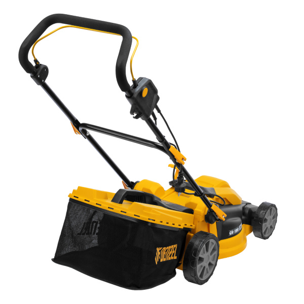 Газонокосилка электрическая GM-1800, 1800 Вт, шир. 38 см, 6 уров., травосб. 40 л. Denzel цена