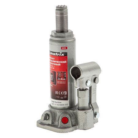 Домкрат гидравлический бутылочный, 2 т, высота подъема 181-345 мм, в пластиковый кейсе Matrix цена