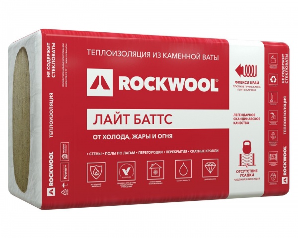 Утеплитель Rockwool Лайт Баттс 1000х600х100 мм 3м2 0.3 м3 5 плит