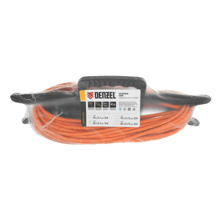 Удлинитель-шнур силовой Garden Series, ПВС, 20м, 1 розетка 3 x 1 мм, Denzel цена
